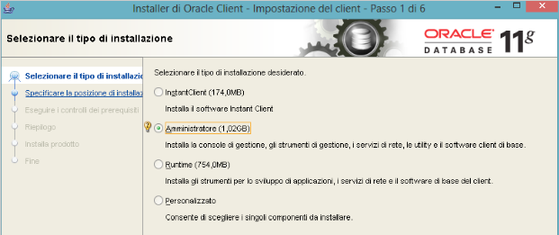 Installazione Oracle Client