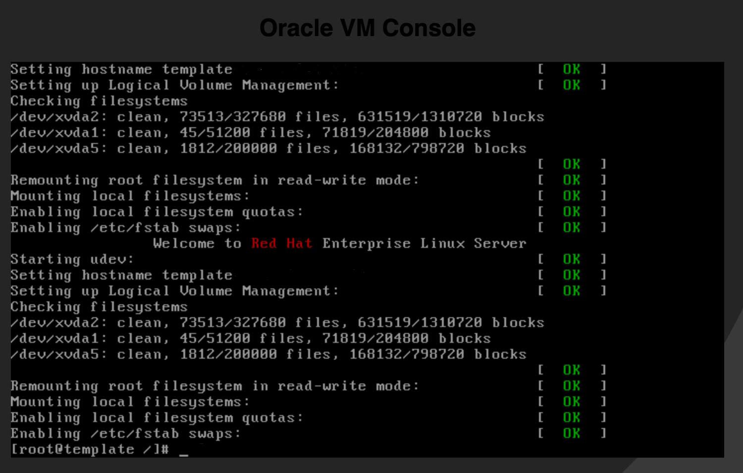 OVM - Single User Mode Prompt