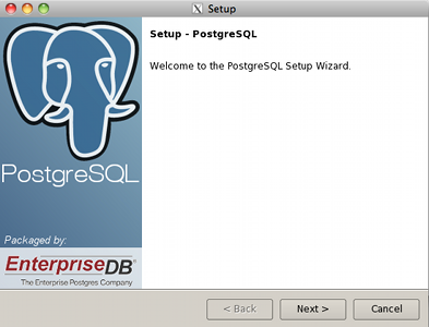 PostgreSQL graphical install - Start