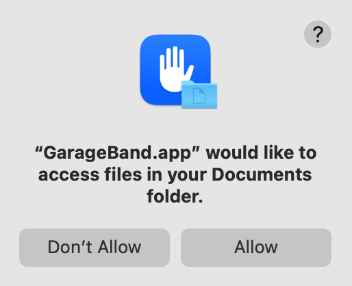 Intel2Silicon MacOS upgrade: Garageband needs permissions