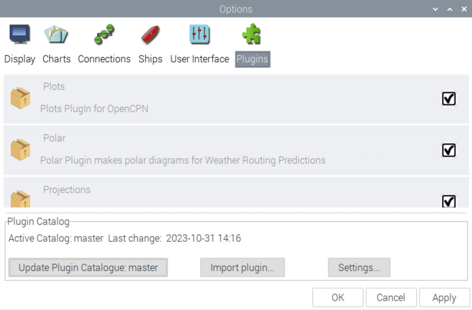OpenCPN - Abilitazione Plugin